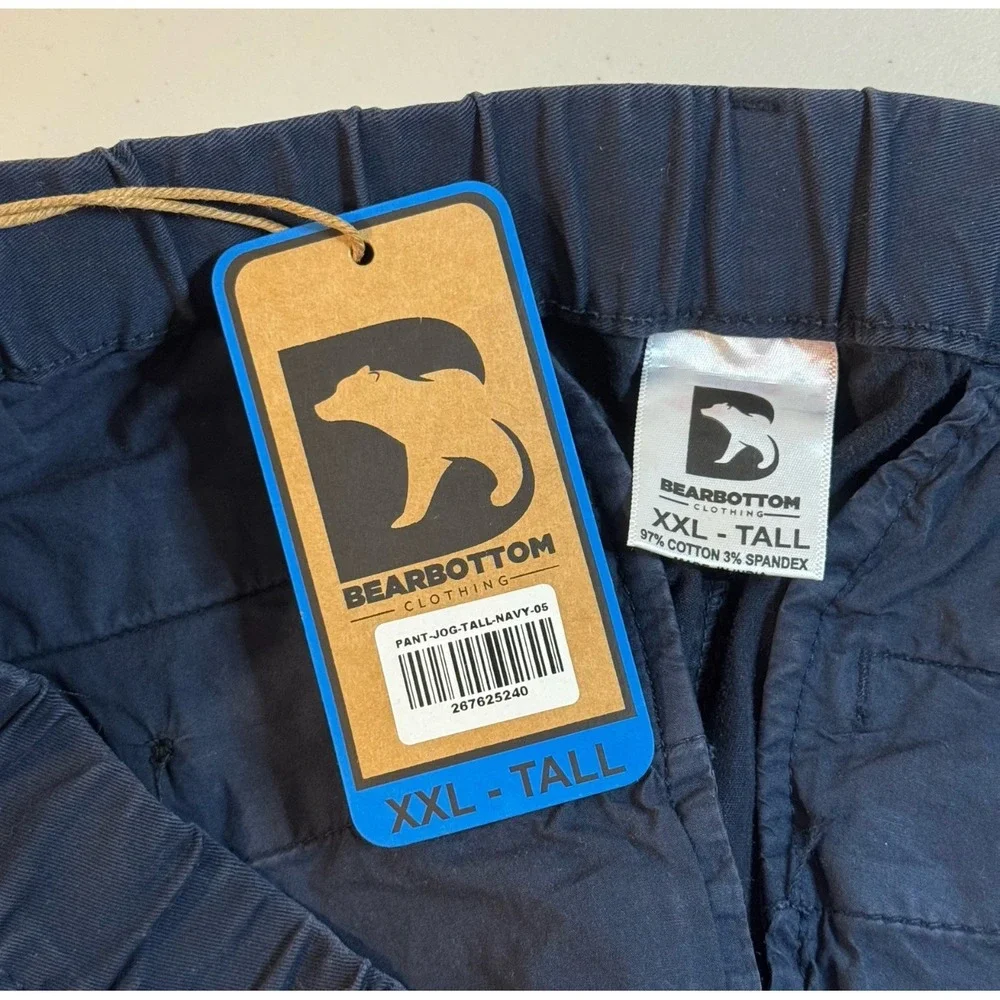 BEARBOTTOM Blue Casual Elastic Waist Cuff Stretch Joggers Pants Men's 2XLT 38x33